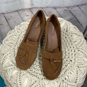Mia Bridgetta suede leather tassel wedge size 10 shoe